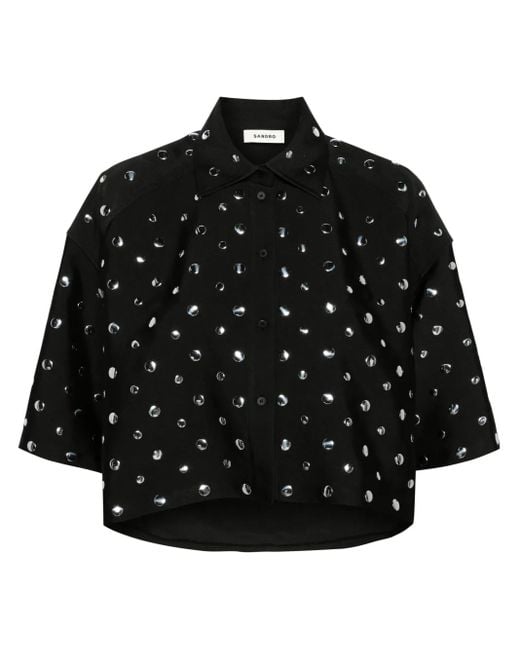 Sandro Black Stud-Embellished Shirt