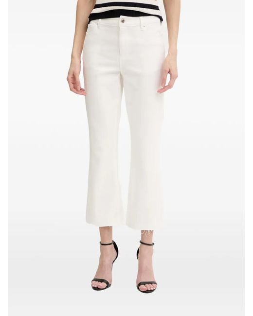 Morgan White Raw-Cut Flared Jeans