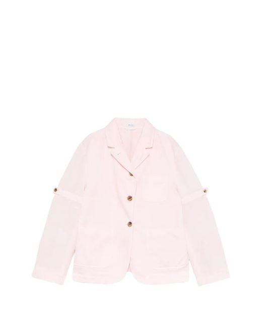 Thom Browne Pink Button-Up Notched-Lapels Jacket