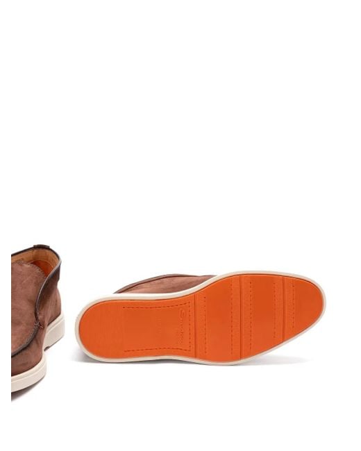 Santoni Brown Suede Boots for men