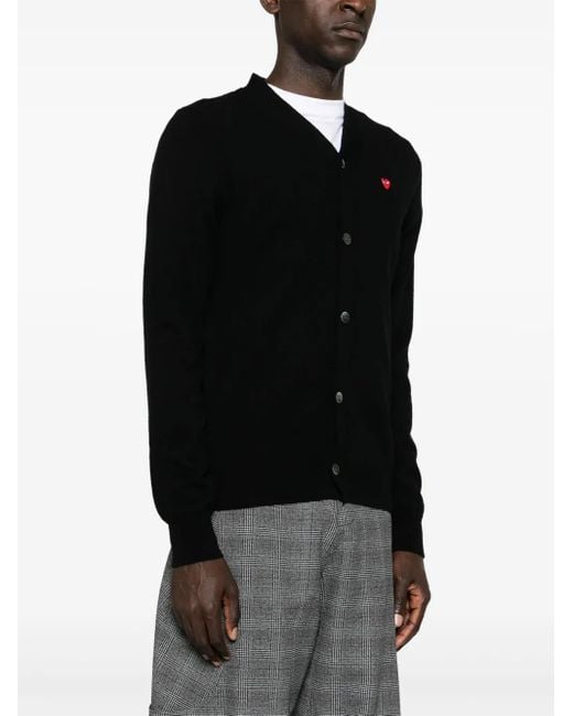 COMME DES GARÇONS PLAY Black Heart-Patch Wool Cardigan
