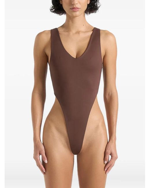 Manière De Voir Noa Vネック ボディスーツ Brown
