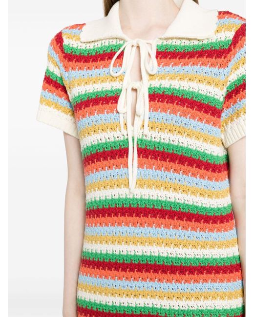 Kitri Multicolor Ridley Striped Crochet Minidress