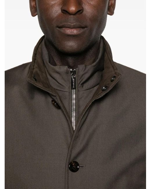 Moorer Brown Janos-Pum Button-Fastening Ribbed-Cuff Bomber Jacket for men