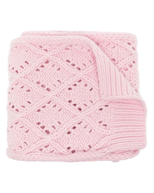 Pringle of Scotland アイレットステッチ ウールスカーフ Pink