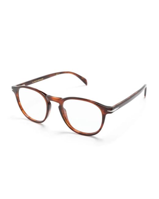 David Beckham Brown Tortoiseshell-Effect Round-Frame Glasses