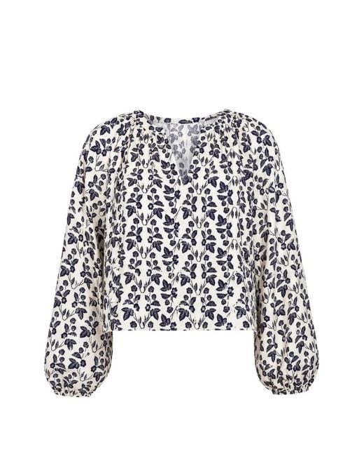 Tanya Taylor White Adelina Puff-Sleeve Blouse