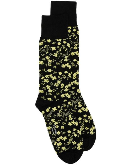 Chaussettes à fleurs intarsia Paul Smith pour homme en coloris Black