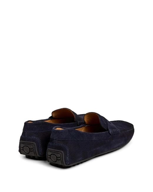 Hackett Blue Driver Saddle Suede Loafers for men
