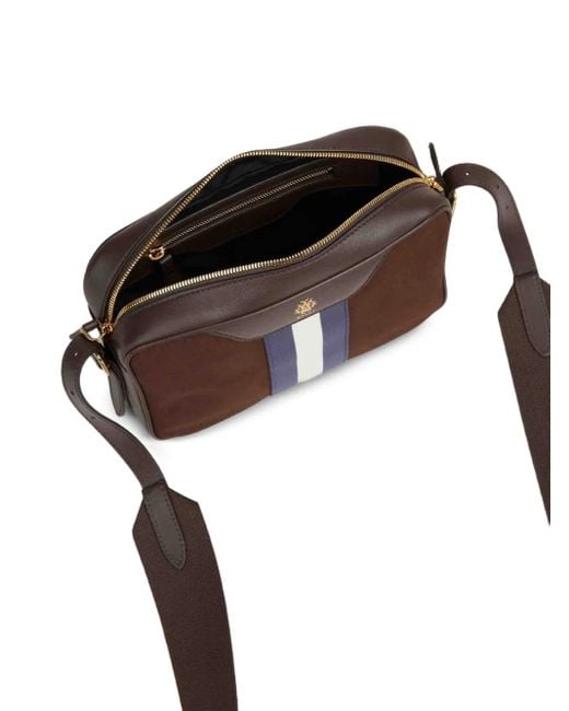 Bally Brown Logo Detail Striped Shoulder Bag for men