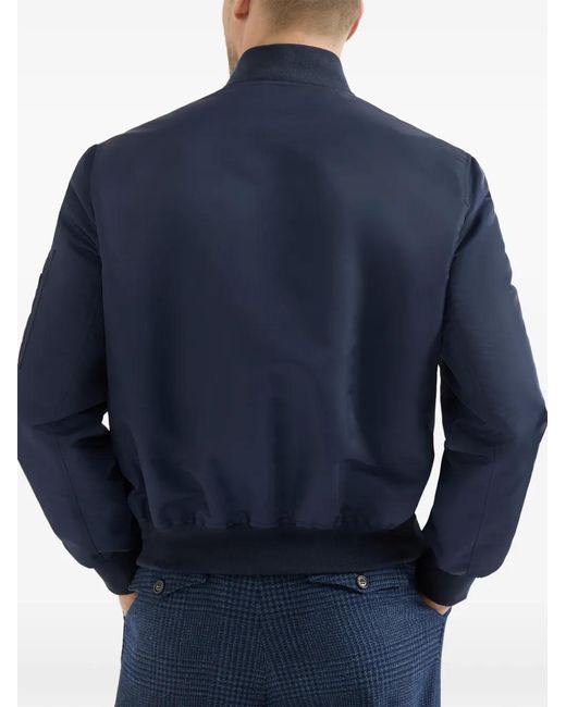 Brunello Cucinelli Blue Veste À Ourlet Côtelé for men