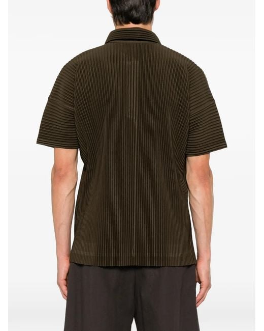 Homme Plissé Issey Miyake Brown Pleated Short-Sleeve Polo Shirt for men