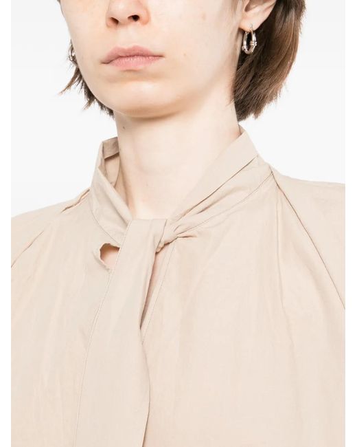 Lemaire Natural Scarf-Detail Long-Sleeve Blouse