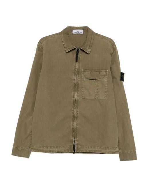 Stone Island Green Jacket With Flap Pocket for men
