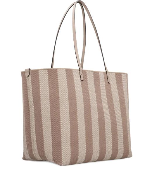 Fendi Natural Large Roll Striped Tote Bag