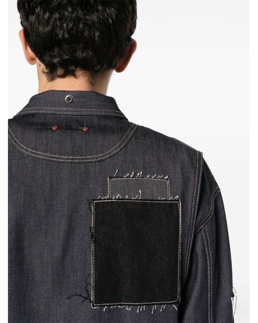 ANDERSSON BELL Black Patchwork-detail Denim Jacket for men