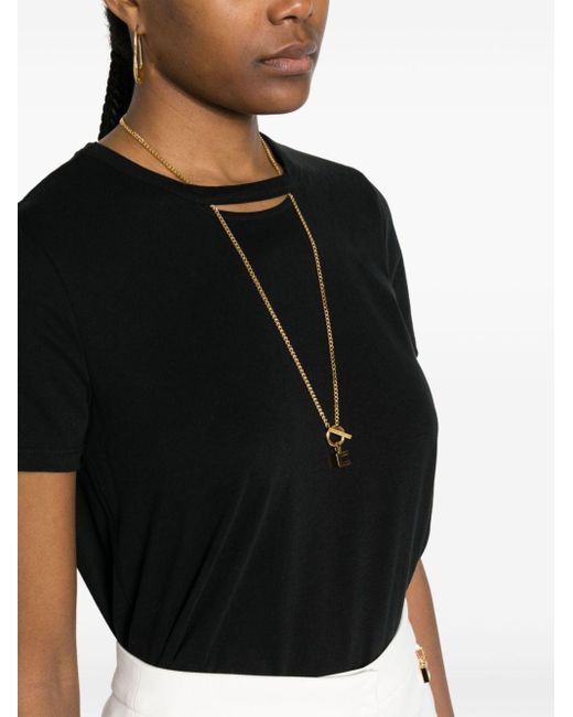 | T-shirt dettaglio collana | female | NERO | 46 di Elisabetta Franchi in Black