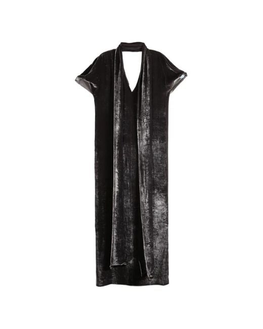 Cortana Black Iris Velvet V-Neck Maxi Dress