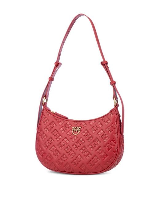 Pinko Red Monogram-Pattern Shoulder Bag
