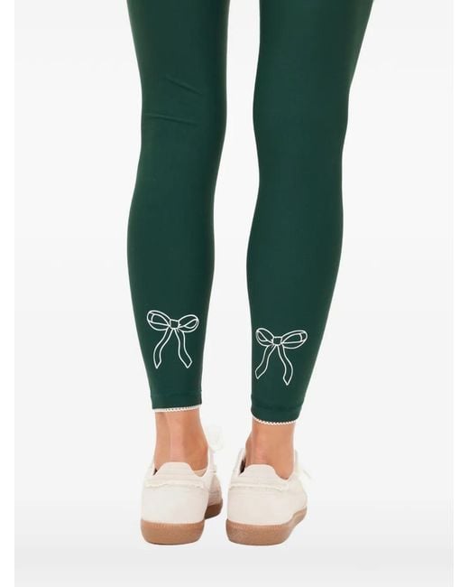 The Upside Green Bow-Detail Performance Leggings