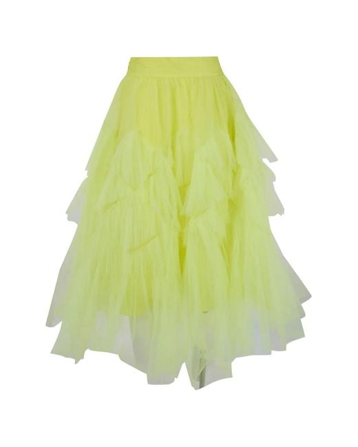 Essentiel Antwerp Green Jacie Ruffled Asymmetric Midi Skirt