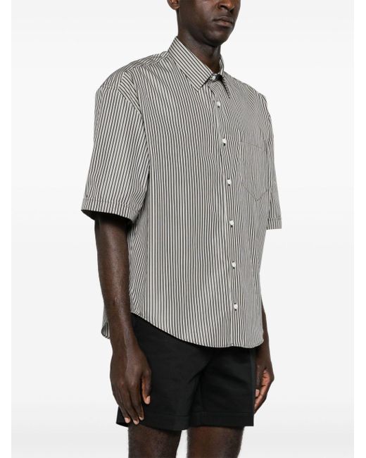 AMI Gray Striped Cotton Shirt for men