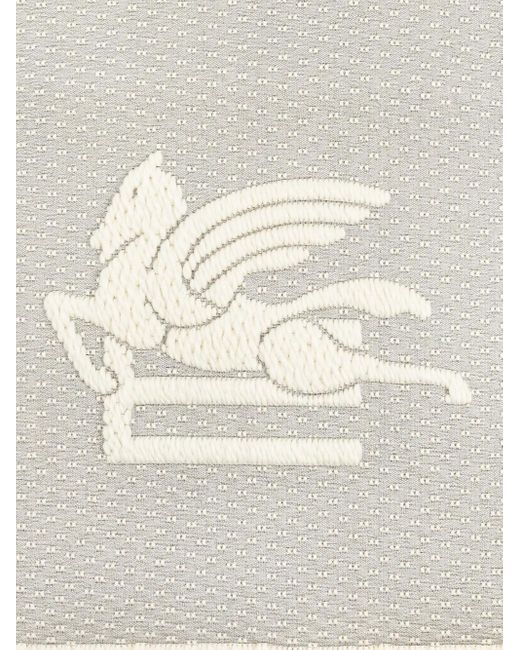Etro White Embroidered Scarf