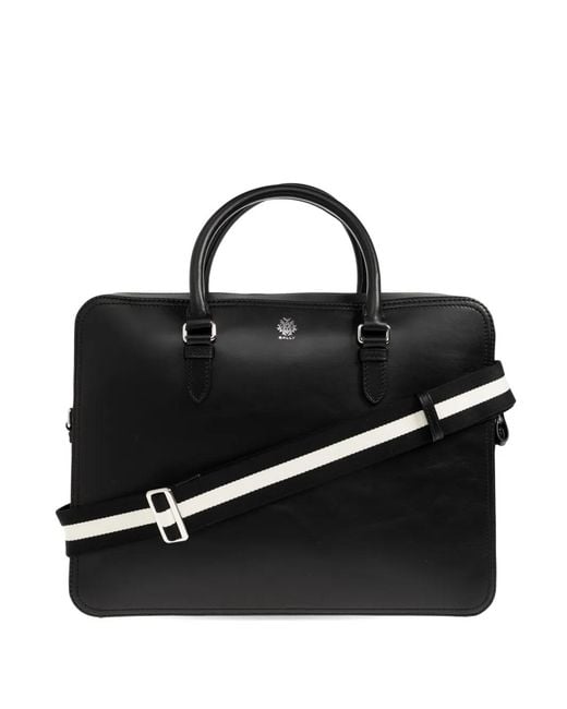 Bally Black Ray Logo-Print Laptop Bag for men