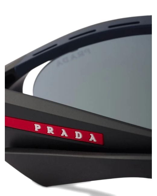 Prada Eckige Linea Rossa Sonnenbrille in Blue für Herren