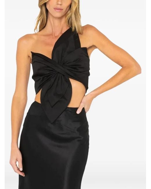 JBQ Black Orchid One-Shoulder Bow-Detail Top