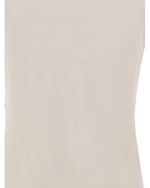 Gran Sasso White Ribbed-Knit Lurex Top