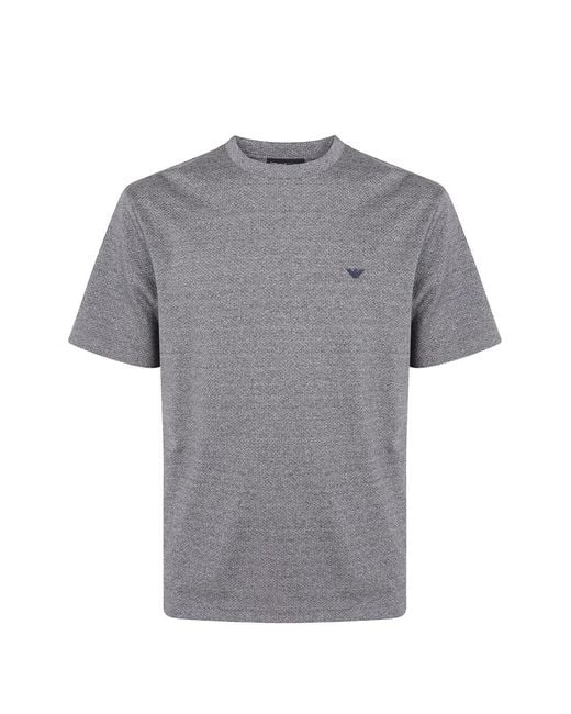 Emporio Armani Gray Logo-Embroidered Cotton T-Shirt for men
