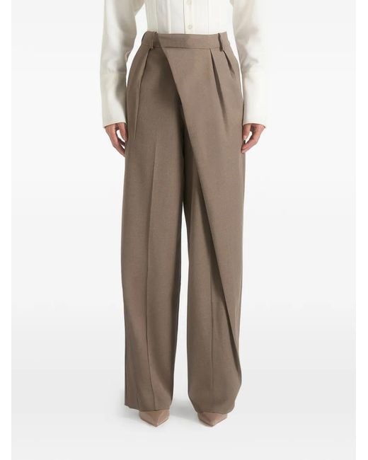 Manière De Voir Brown Colette Tailored Wrap Pleat Trousers