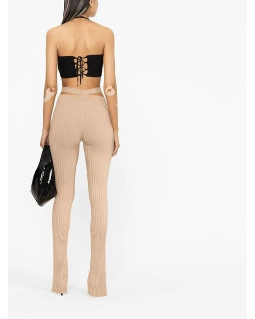 ANDREADAMO Natural Cut-Out Ribbed-Knit Trousers