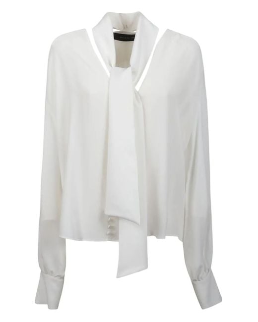 Blusa con cuello con lazo FEDERICA TOSI de color White