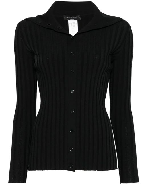 Fabiana Filippi リブニット カーディガン Black