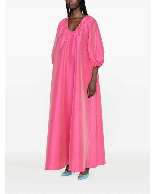 Robe longue évasée en satin BERNADETTE en coloris Pink
