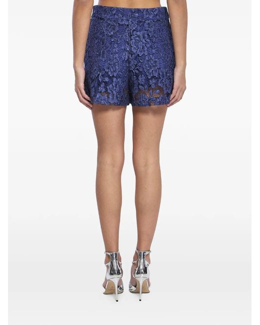 FEDERICA TOSI Blue Lace High-Waist Shorts