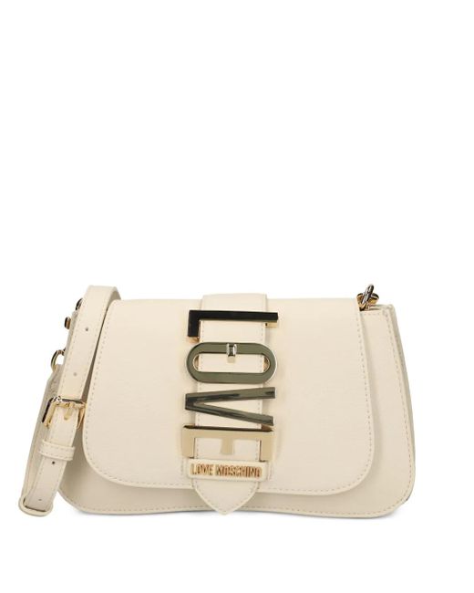 Borsa A Tracolla Con Logo di Love Moschino in Natural