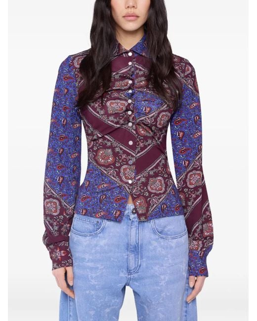 Rabanne Blue Paisley-Print Shirt