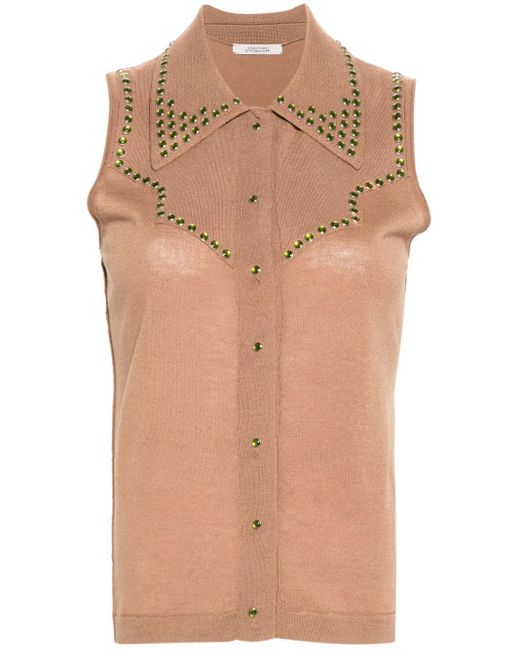 Dorothee Schumacher Natural Stud-Embellished Knitted Top