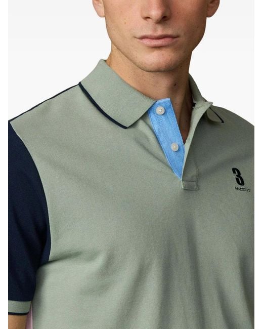 Hackett Green Colour-Block Pique Polo Shirt for men