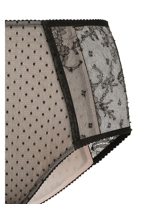 Dolce & Gabbana Gray High-Waisted Lace Briefs