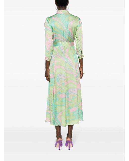 Pinko Green Kleid mit abstraktem Muster