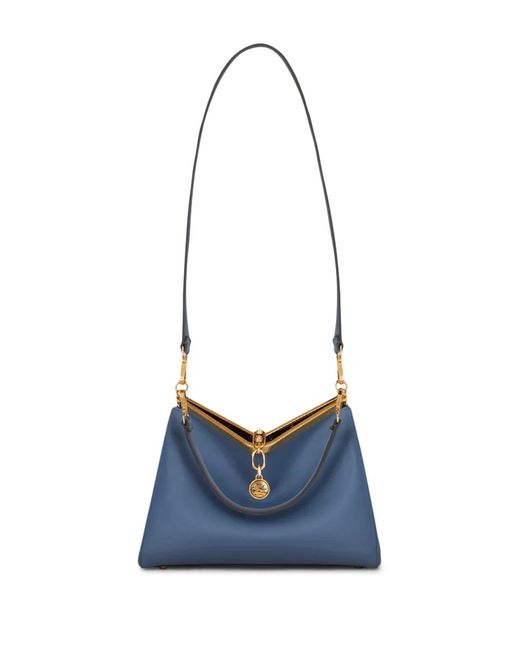 Etro Blue Medium Vela Shoulder Bag