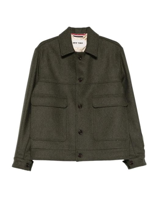 NEW YORK RESIDENT Green Collared Overshirt for men
