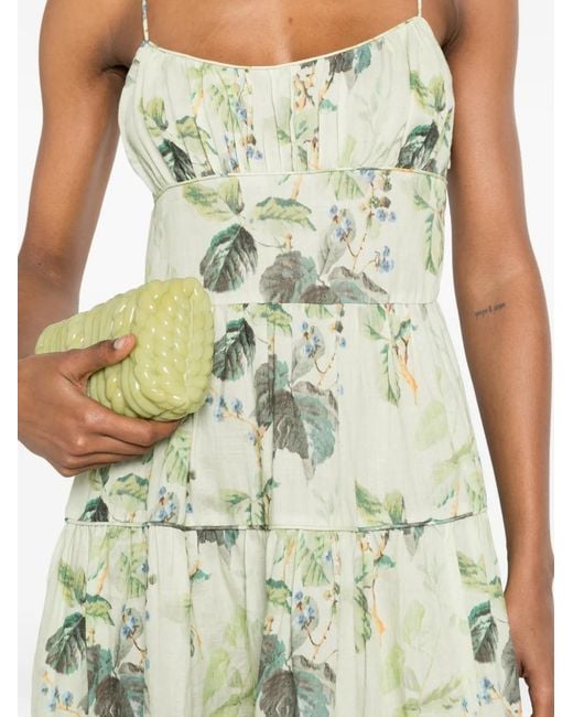 Doen Green Benoit Floral-Print Midi Dress
