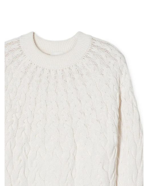 Closed White Crew-Neck Cable-Knit Sweater