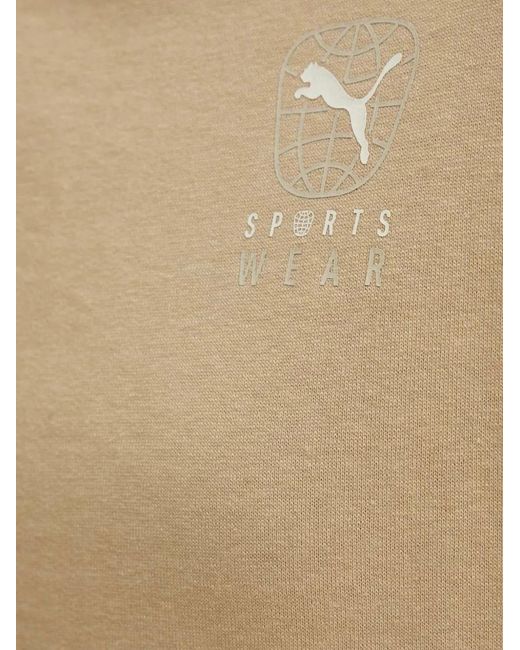 PUMA Natural Logo-Print Drop-Shoulder Sweater