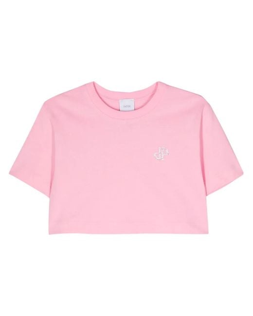 Patou Pink Logo-Embellished Cotton Cropped T-Shirt